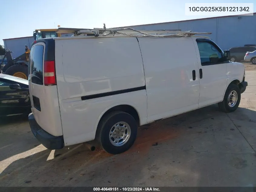 2008 Chevrolet Express Work Van VIN: 1GCGG25K581221342 Lot: 40649151