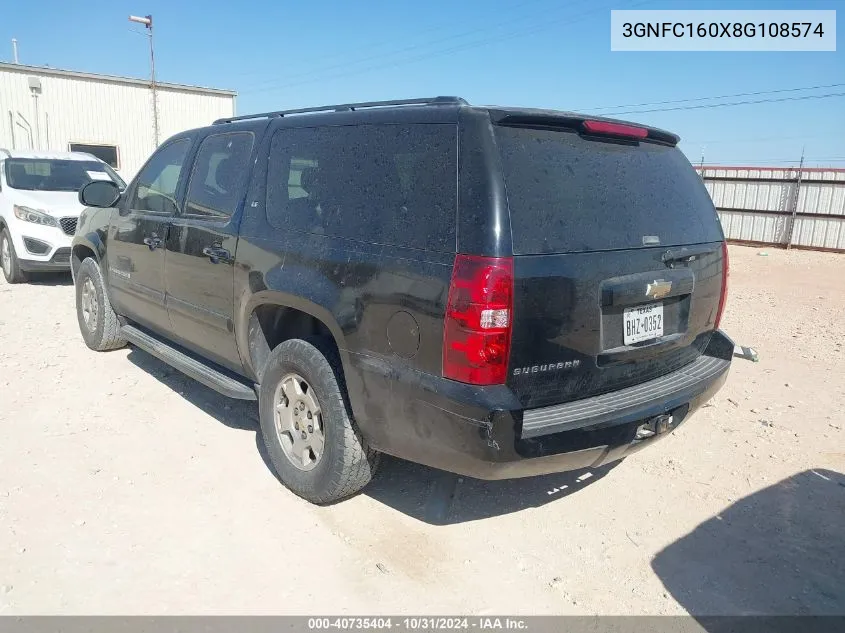 2008 Chevrolet Suburban 1500 Lt VIN: 3GNFC160X8G108574 Lot: 40735404