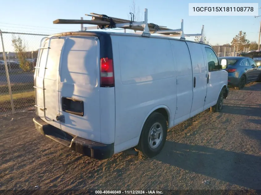 2008 Chevrolet Express Work Van VIN: 1GCFG15X181108778 Lot: 40846049