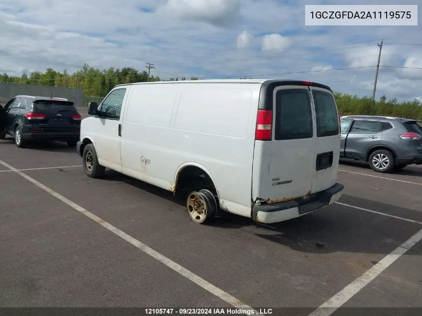 2010 Chevrolet Express 2500 Work Van VIN: 1GCZGFDA2A1119575 Lot: 12105747