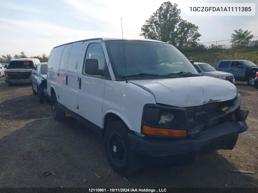 2010 Chevrolet Express 2500 Work Van VIN: 1GCZGFDA1A1111385 Lot: 12110981