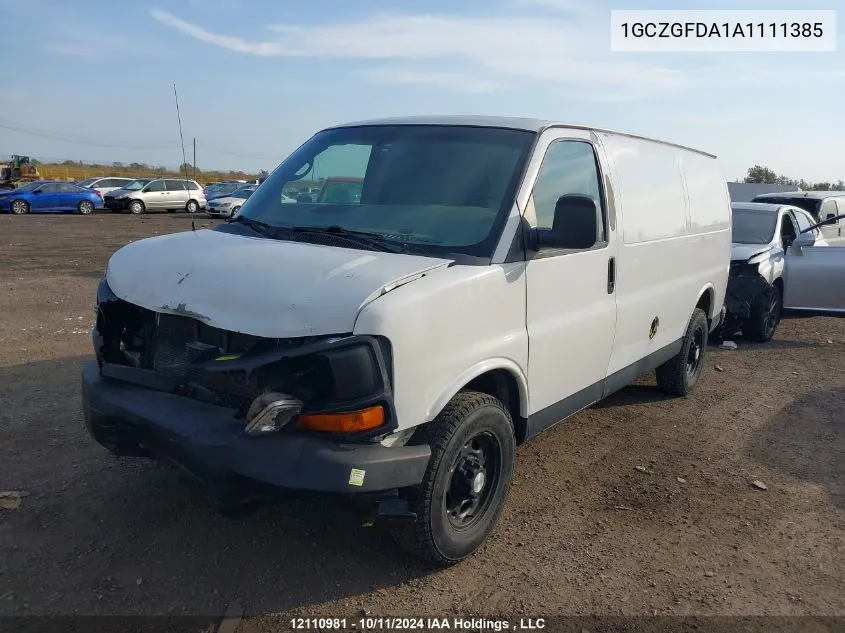 2010 Chevrolet Express 2500 Work Van VIN: 1GCZGFDA1A1111385 Lot: 12110981