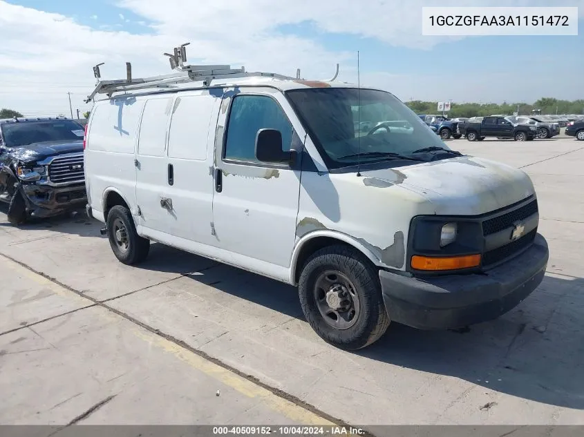 2010 Chevrolet Express 2500 Work Van VIN: 1GCZGFAA3A1151472 Lot: 40509152