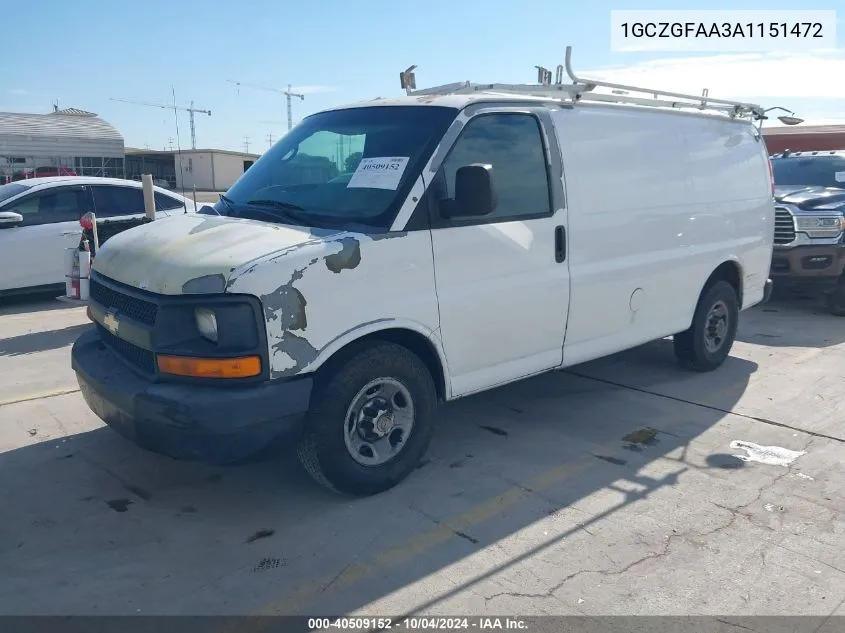 2010 Chevrolet Express 2500 Work Van VIN: 1GCZGFAA3A1151472 Lot: 40509152