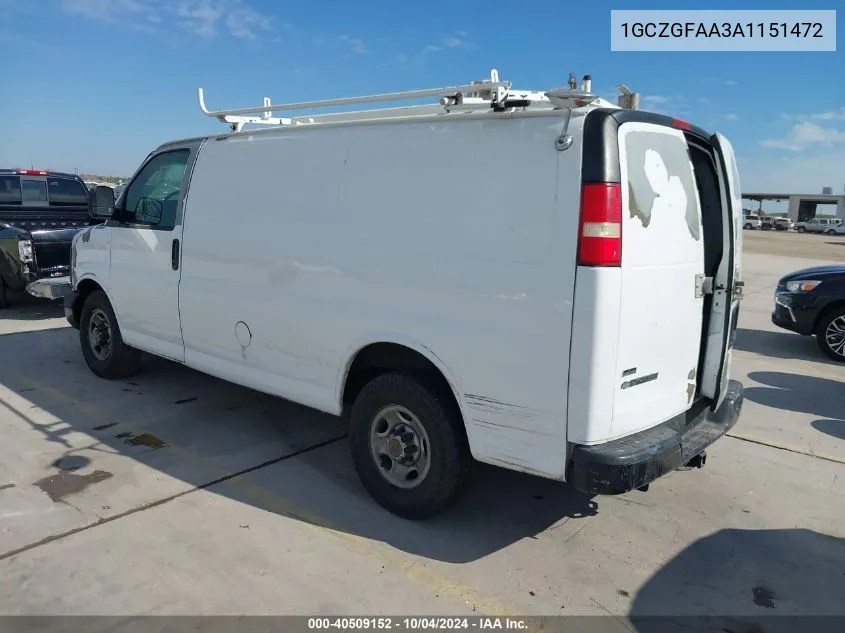 2010 Chevrolet Express 2500 Work Van VIN: 1GCZGFAA3A1151472 Lot: 40509152