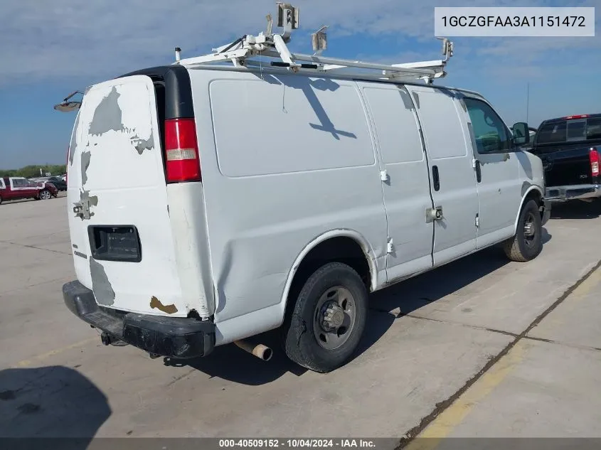 2010 Chevrolet Express 2500 Work Van VIN: 1GCZGFAA3A1151472 Lot: 40509152