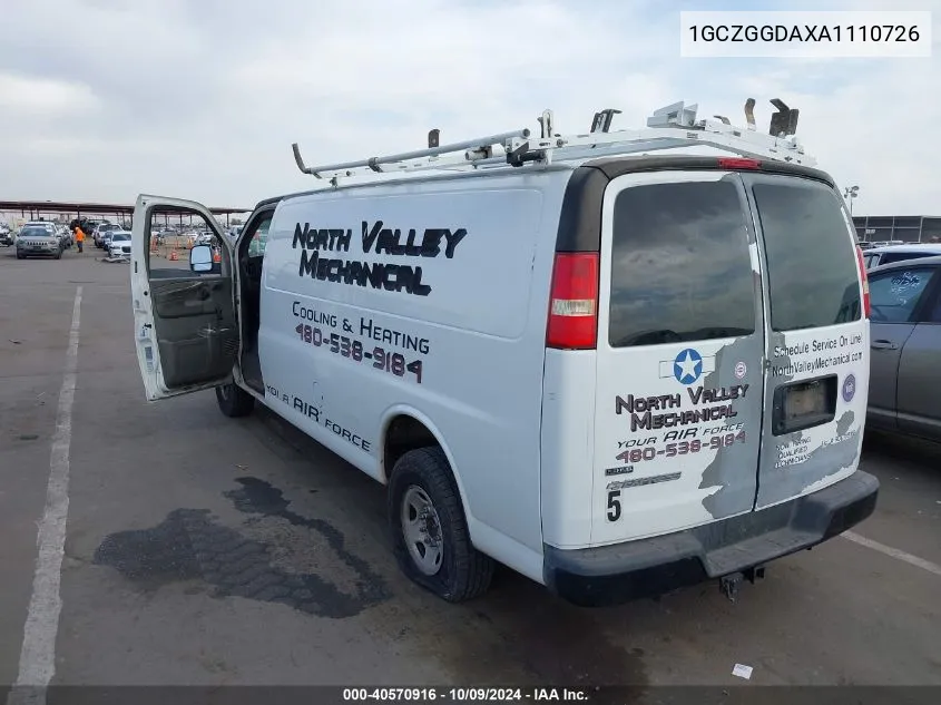 2010 Chevrolet Express 2500 Work Van VIN: 1GCZGGDAXA1110726 Lot: 40570916