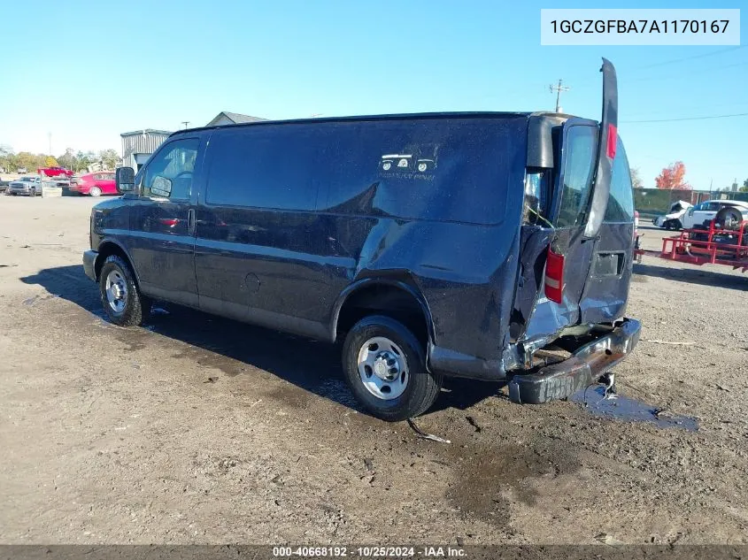 2010 Chevrolet Express 2500 Work Van VIN: 1GCZGFBA7A1170167 Lot: 40668192