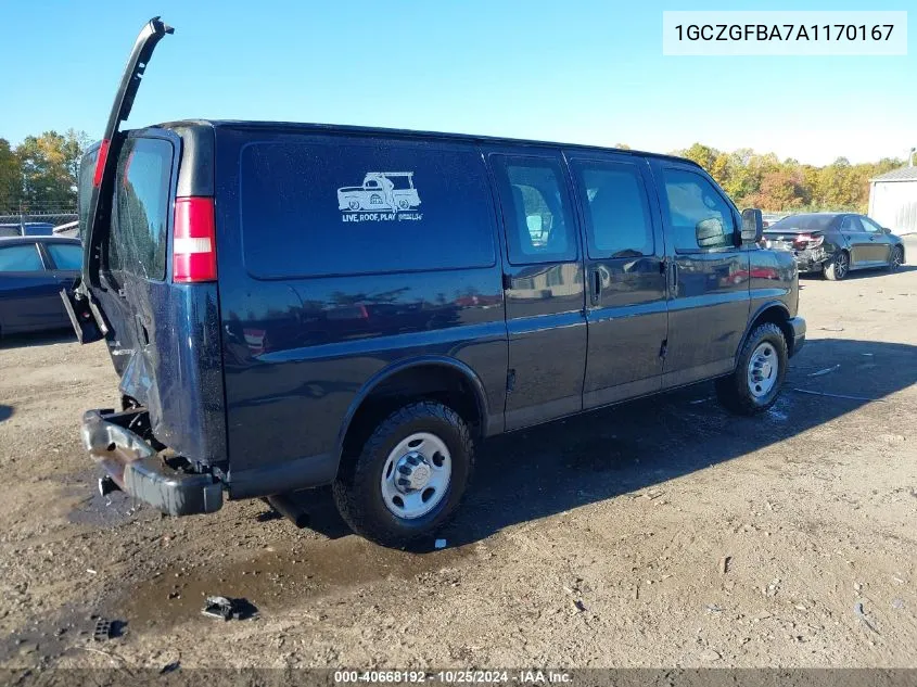 2010 Chevrolet Express 2500 Work Van VIN: 1GCZGFBA7A1170167 Lot: 40668192