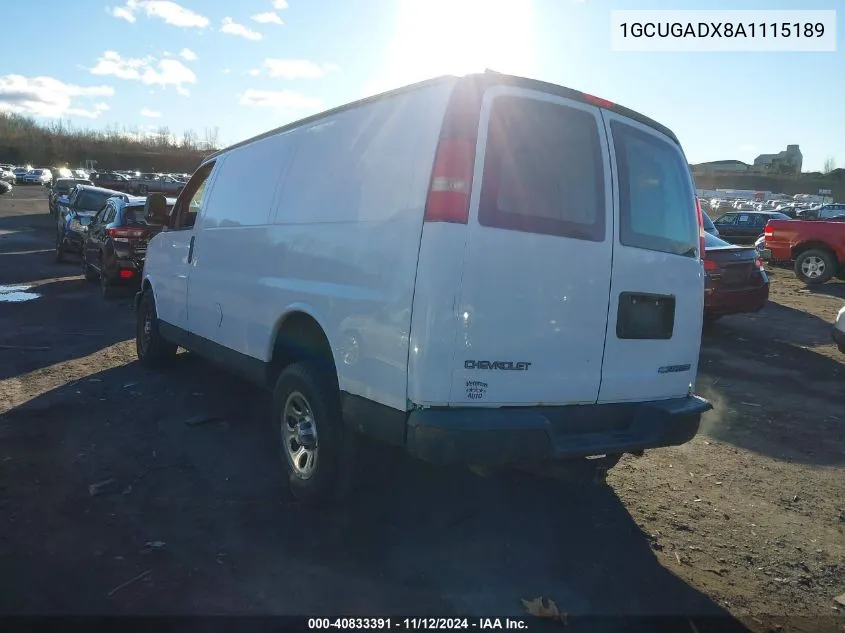 2010 Chevrolet Express Work Van VIN: 1GCUGADX8A1115189 Lot: 40833391