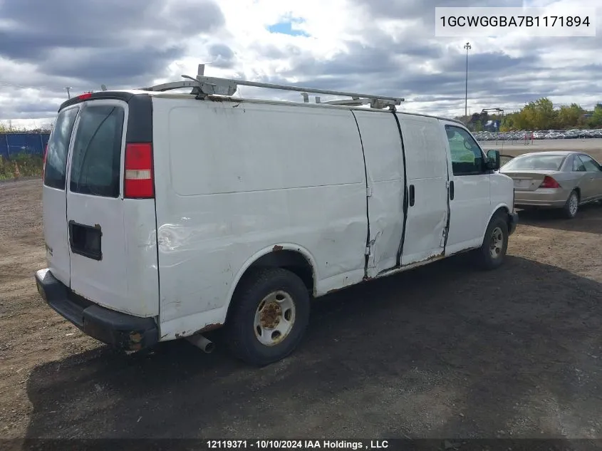 2011 Chevrolet Express Cargo Van VIN: 1GCWGGBA7B1171894 Lot: 12119371