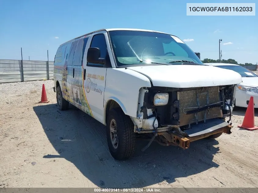 2011 Chevrolet Express 2500 Work Van VIN: 1GCWGGFA6B1162033 Lot: 40073141