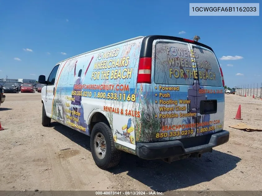 2011 Chevrolet Express 2500 Work Van VIN: 1GCWGGFA6B1162033 Lot: 40073141