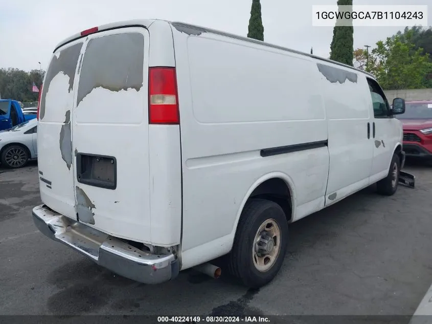 2011 Chevrolet Express 2500 Work Van VIN: 1GCWGGCA7B1104243 Lot: 40224149