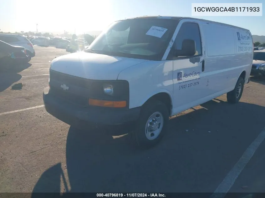 2011 Chevrolet Express 2500 Work Van VIN: 1GCWGGCA4B1171933 Lot: 40796819