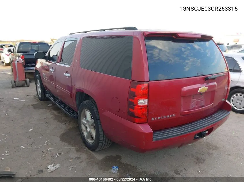 1GNSCJE03CR263315 2012 Chevrolet Suburban 1500 Lt