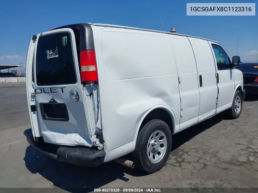 2012 Chevrolet Express 1500 Work Van VIN: 1GCSGAFX8C1123316 Lot: 40278320