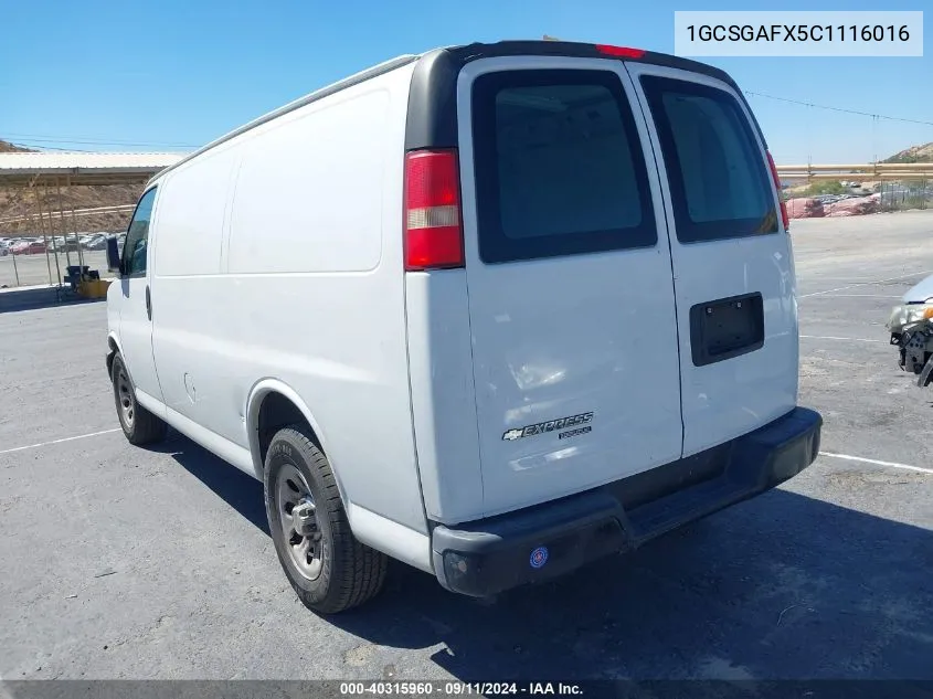 2012 Chevrolet Express 1500 Work Van VIN: 1GCSGAFX5C1116016 Lot: 40315960