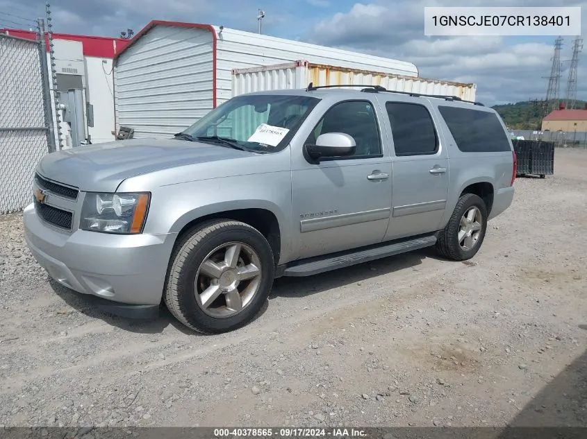 2012 Chevrolet Suburban 1500 Lt VIN: 1GNSCJE07CR138401 Lot: 40378565