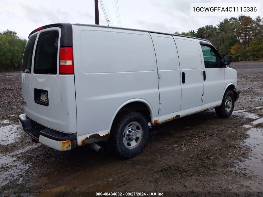 2012 Chevrolet Express 2500 Work Van VIN: 1GCWGFFA4C1115336 Lot: 40434632