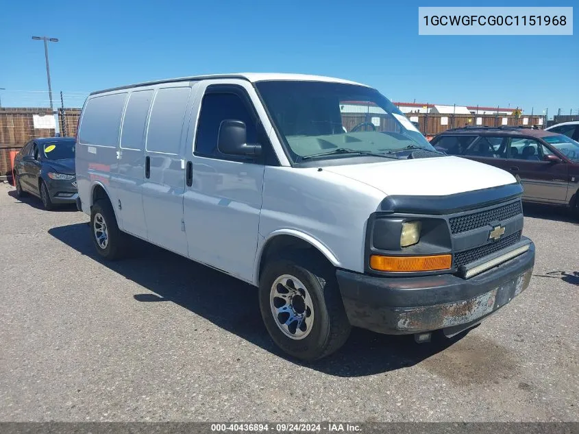 2012 Chevrolet Express 2500 Work Van VIN: 1GCWGFCG0C1151968 Lot: 40436894