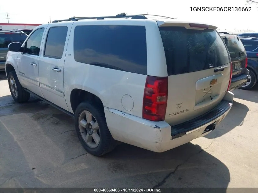 2012 Chevrolet Suburban 1500 Ltz VIN: 1GNSCKE06CR136662 Lot: 40569405