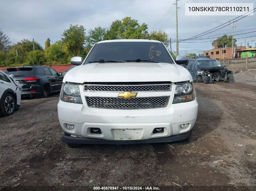 2012 Chevrolet Suburban 1500 Ltz VIN: 1GNSKKE78CR110211 Lot: 40578947