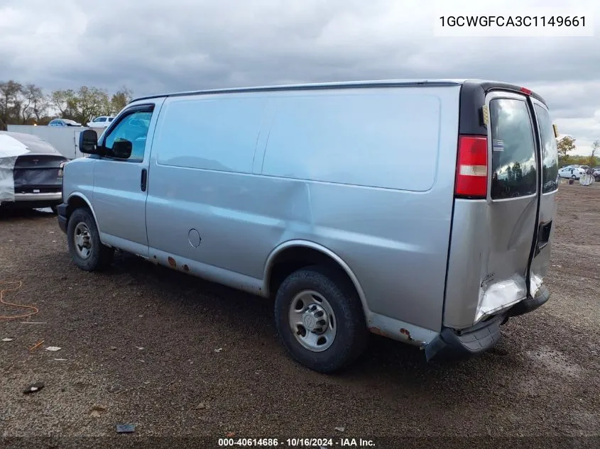 2012 Chevrolet Express 2500 Work Van VIN: 1GCWGFCA3C1149661 Lot: 40614686