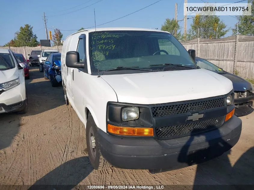 2013 Chevrolet Express VIN: 1GCWGFBA8D1189754 Lot: 12080696