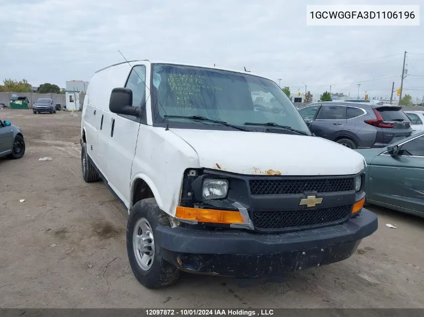 2013 Chevrolet Express 2500 VIN: 1GCWGGFA3D1106196 Lot: 12097872