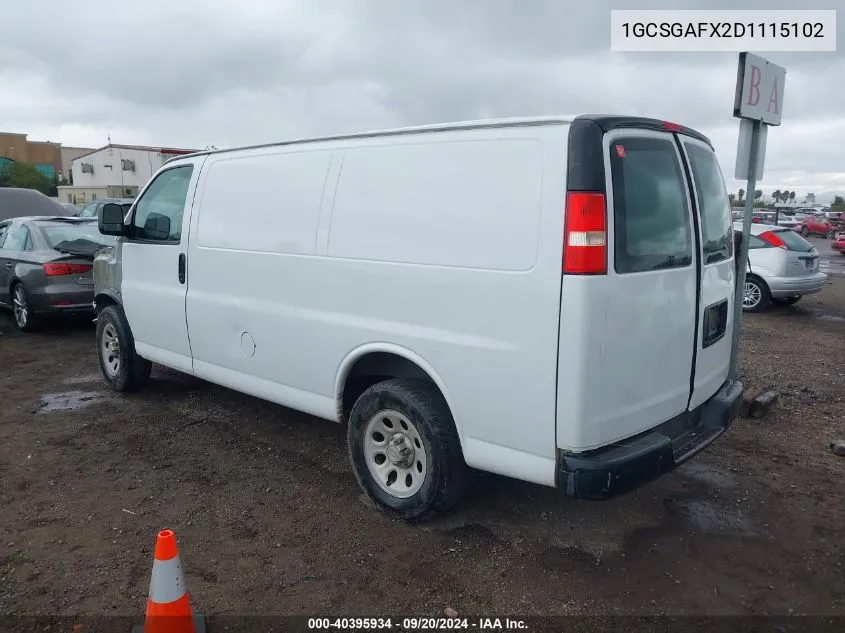 2013 Chevrolet Express 1500 Work Van VIN: 1GCSGAFX2D1115102 Lot: 40395934