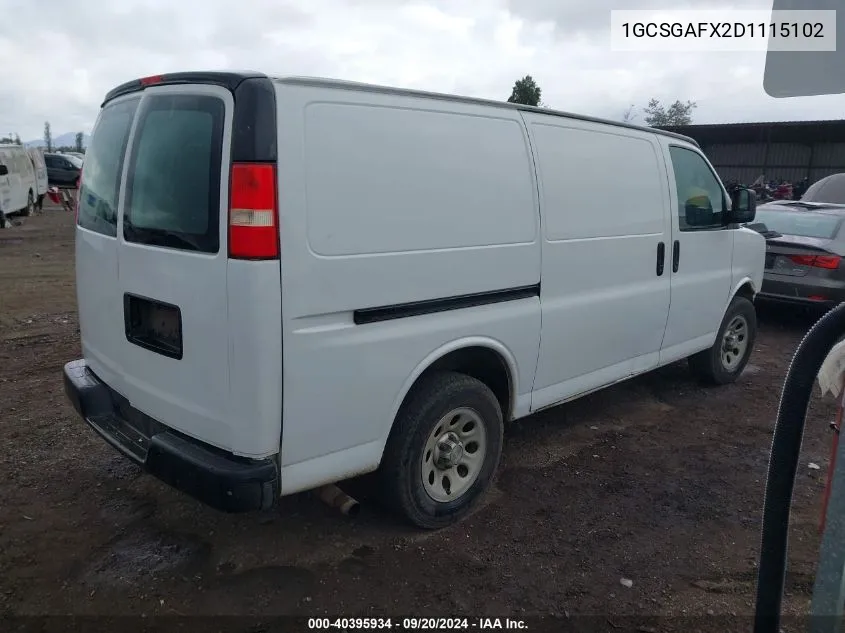 2013 Chevrolet Express 1500 Work Van VIN: 1GCSGAFX2D1115102 Lot: 40395934