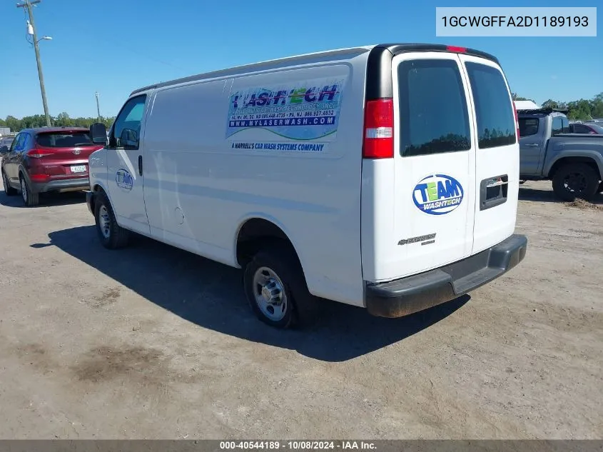 2013 Chevrolet Express 2500 Work Van VIN: 1GCWGFFA2D1189193 Lot: 40544189