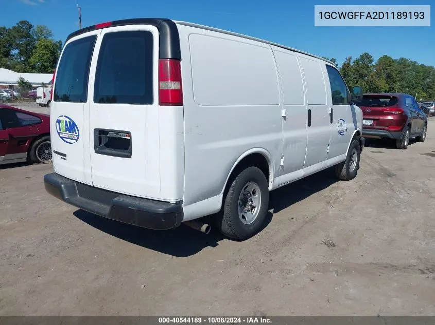 2013 Chevrolet Express 2500 Work Van VIN: 1GCWGFFA2D1189193 Lot: 40544189