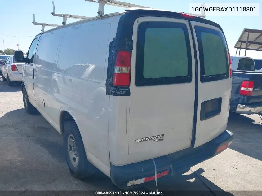 2013 Chevrolet Express 2500 Work Van VIN: 1GCWGFBAXD1118801 Lot: 40591133