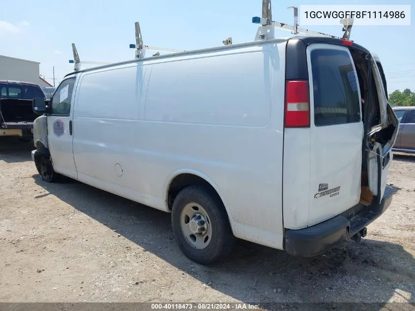 2015 Chevrolet Express 2500 Work Van VIN: 1GCWGGFF8F1114986 Lot: 40118473