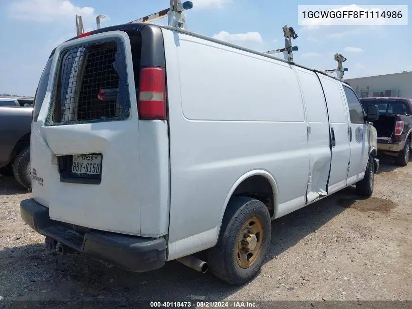 2015 Chevrolet Express 2500 Work Van VIN: 1GCWGGFF8F1114986 Lot: 40118473