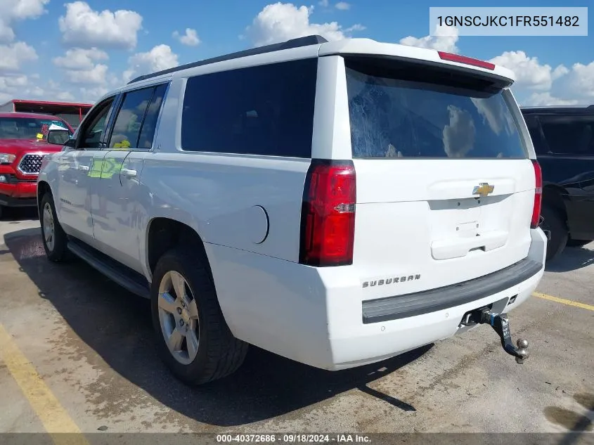 2015 Chevrolet Suburban 1500 Lt VIN: 1GNSCJKC1FR551482 Lot: 40372686