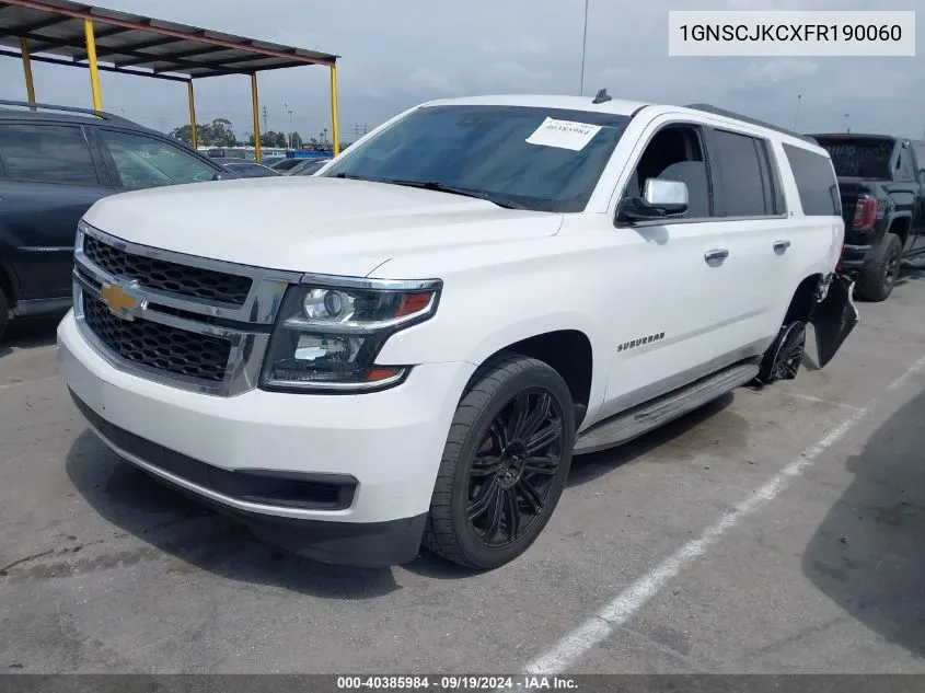 2015 Chevrolet Suburban 1500 Lt VIN: 1GNSCJKCXFR190060 Lot: 40385984