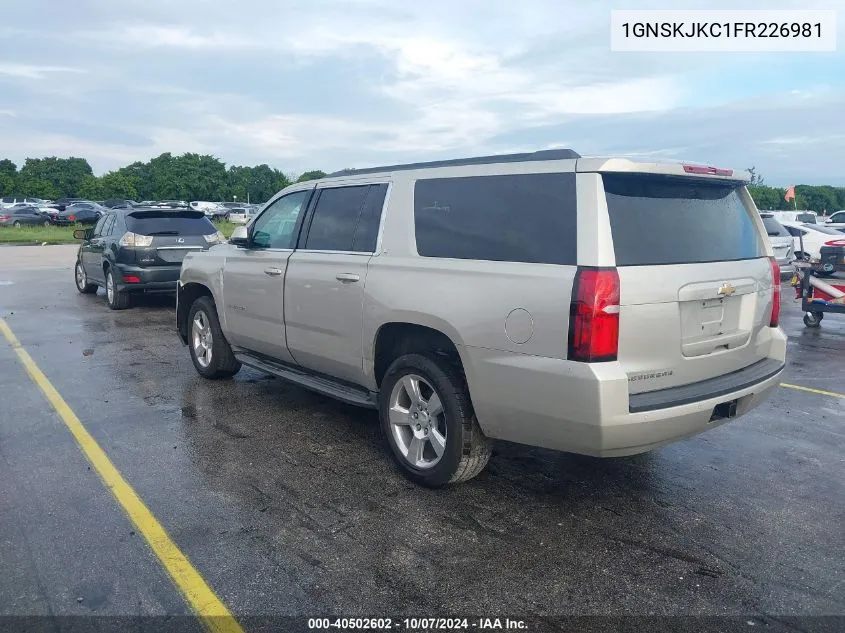 2015 Chevrolet Suburban 1500 Lt VIN: 1GNSKJKC1FR226981 Lot: 40502602