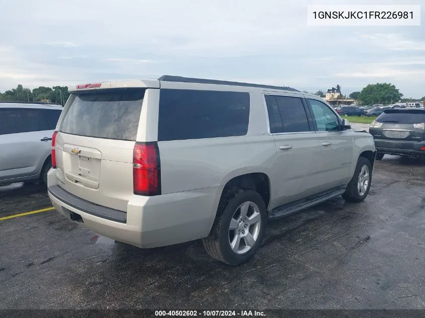 2015 Chevrolet Suburban 1500 Lt VIN: 1GNSKJKC1FR226981 Lot: 40502602