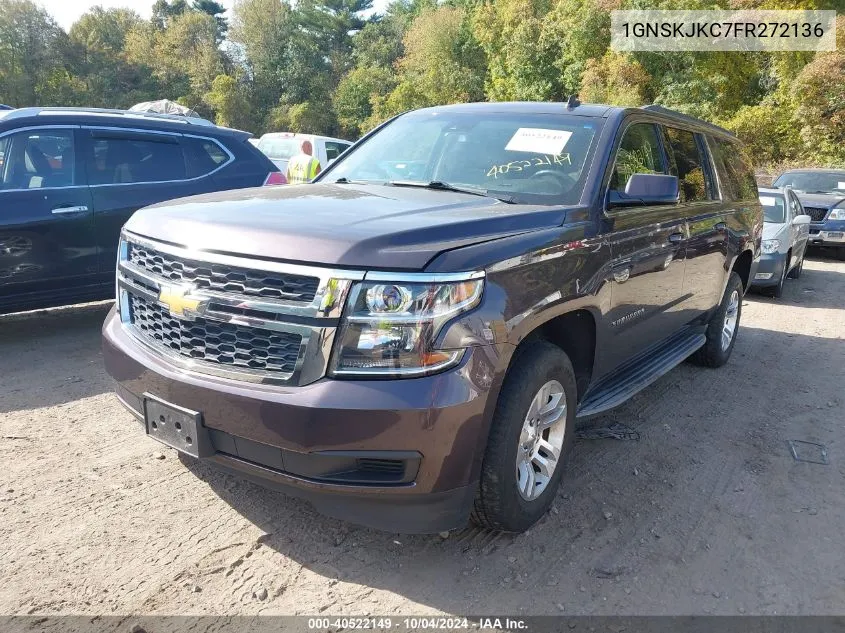 2015 Chevrolet Suburban 1500 Lt VIN: 1GNSKJKC7FR272136 Lot: 40522149