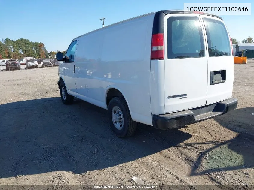 2015 Chevrolet Express 2500 Work Van VIN: 1GCWGFFFXF1100646 Lot: 40670406