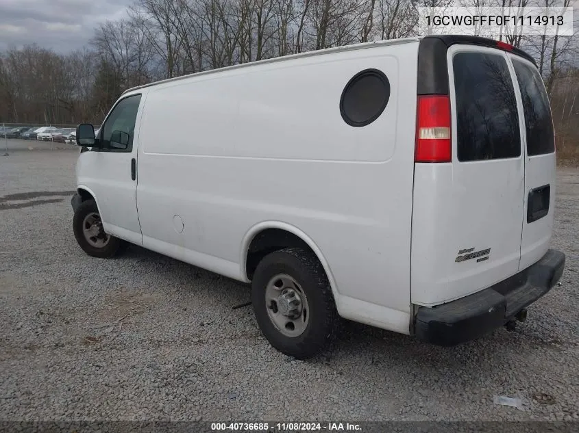 2015 Chevrolet Express 2500 Work Van VIN: 1GCWGFFF0F1114913 Lot: 40736685