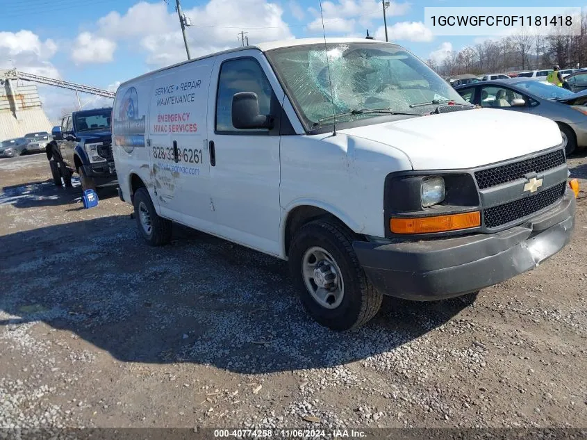 2015 Chevrolet Express 2500 Work Van VIN: 1GCWGFCF0F1181418 Lot: 40774258