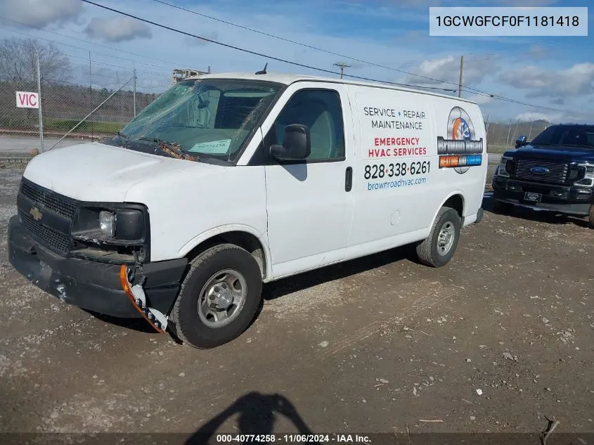 2015 Chevrolet Express 2500 Work Van VIN: 1GCWGFCF0F1181418 Lot: 40774258