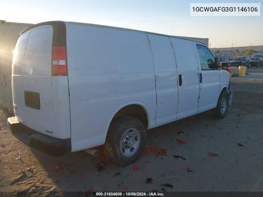 2016 Chevrolet Express 2500 Work Van VIN: 1GCWGAFG3G1146106 Lot: 31604608