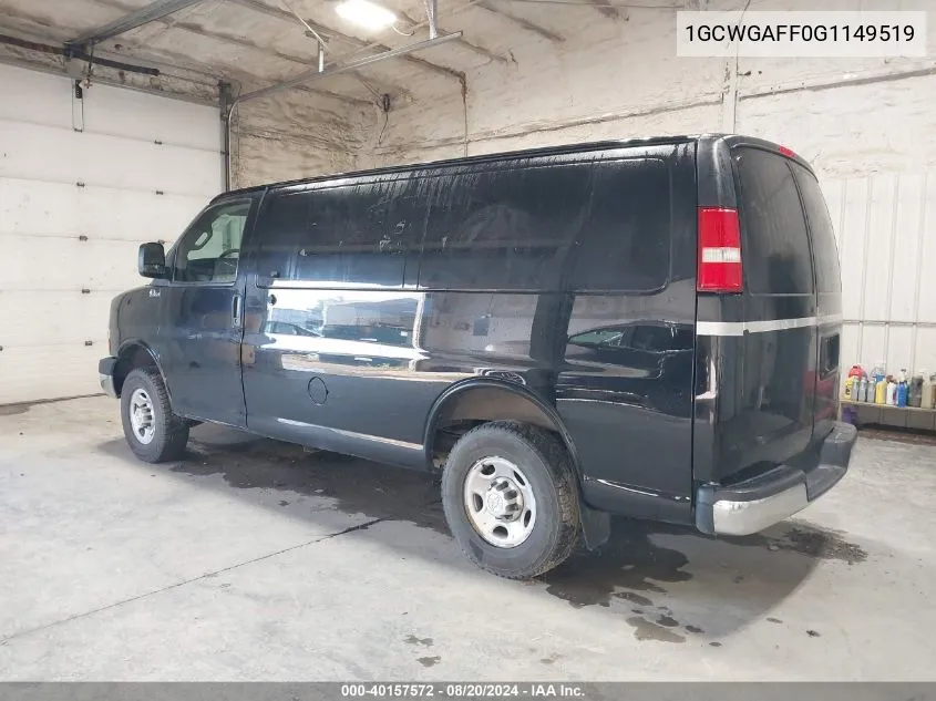 2016 Chevrolet Express 2500 Work Van VIN: 1GCWGAFF0G1149519 Lot: 40157572