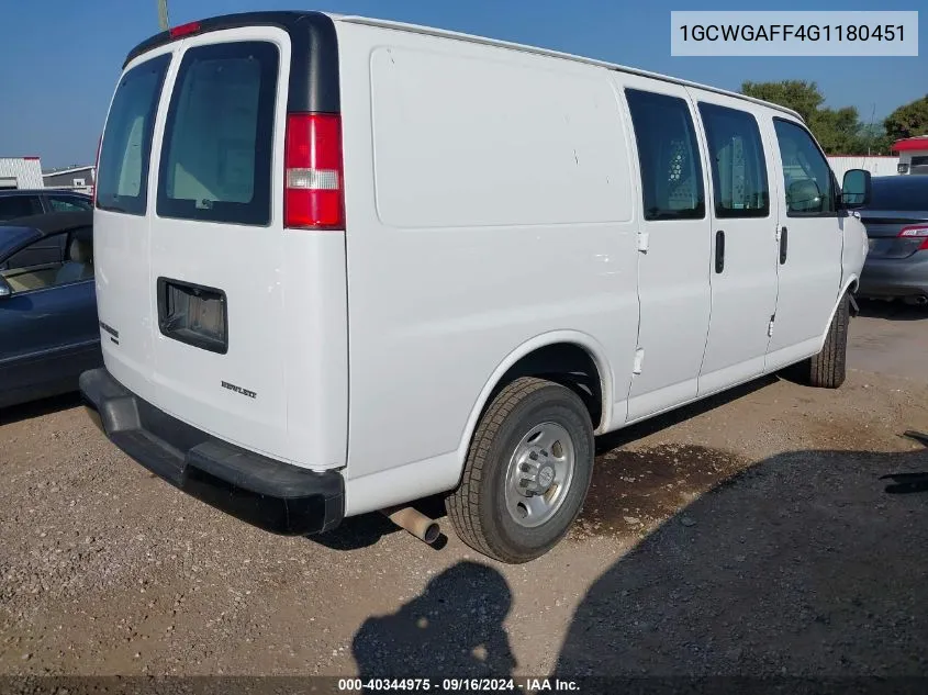 2016 Chevrolet Express G2500 VIN: 1GCWGAFF4G1180451 Lot: 40344975