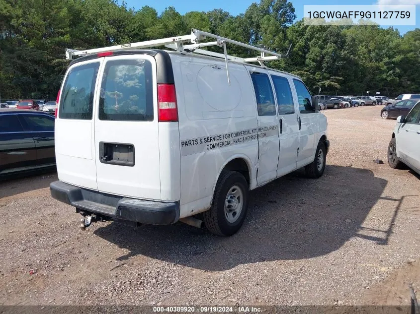 2016 Chevrolet Express 2500 Work Van VIN: 1GCWGAFF9G1127759 Lot: 40389920